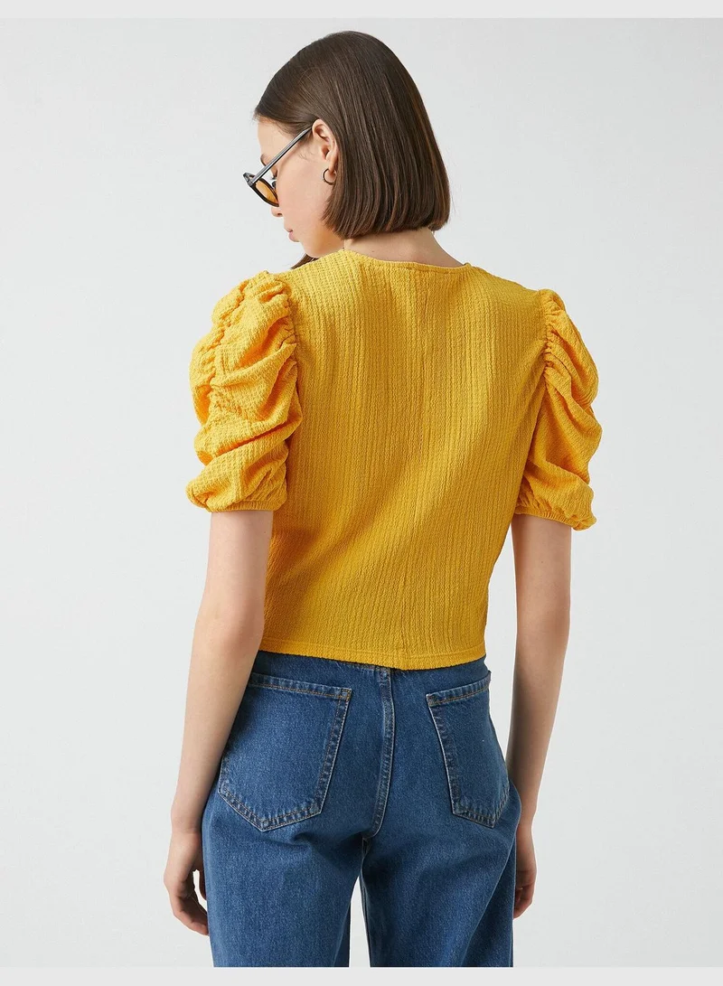 KOTON Shirred Puff Sleeve T-Shirt