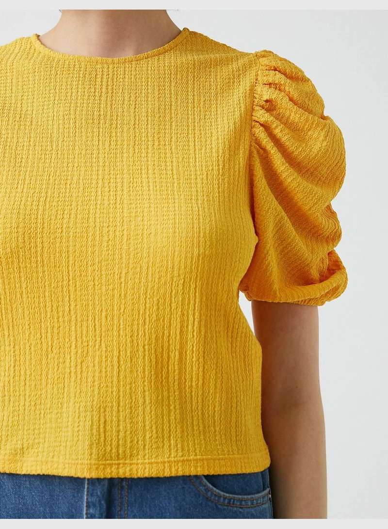 KOTON Shirred Puff Sleeve T-Shirt
