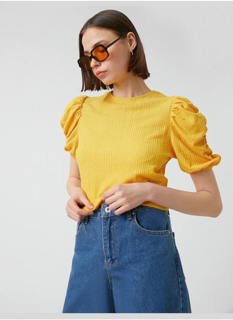 KOTON Shirred Puff Sleeve T-Shirt