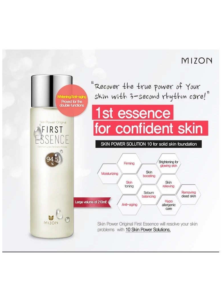 ميزون سكين باور أورجينال فيرست إسينس 94.5% مستخلص تخمير حبوب الجالاكتميس هو معزز للبشرة الكورية يساعد في ترطيب البشرة، وتقشيرها، وتجديد شبابها. (210 مل 7.10 أونصة سائلة). - Image 2