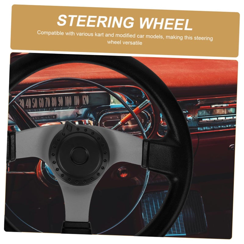 PU Steering Wheel For Go Kart Durable Steering Wheel Replacement Compatible With Modified ATVs Black - Image 5