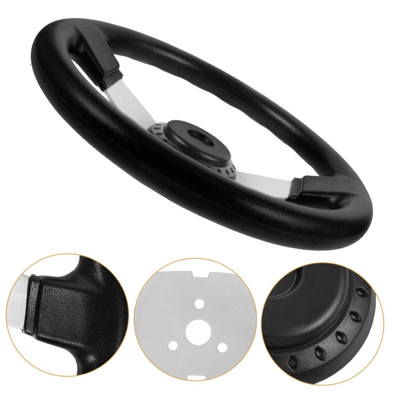 PU Steering Wheel For Go Kart Durable Steering Wheel Replacement Compatible With Modified ATVs Black - Image 4