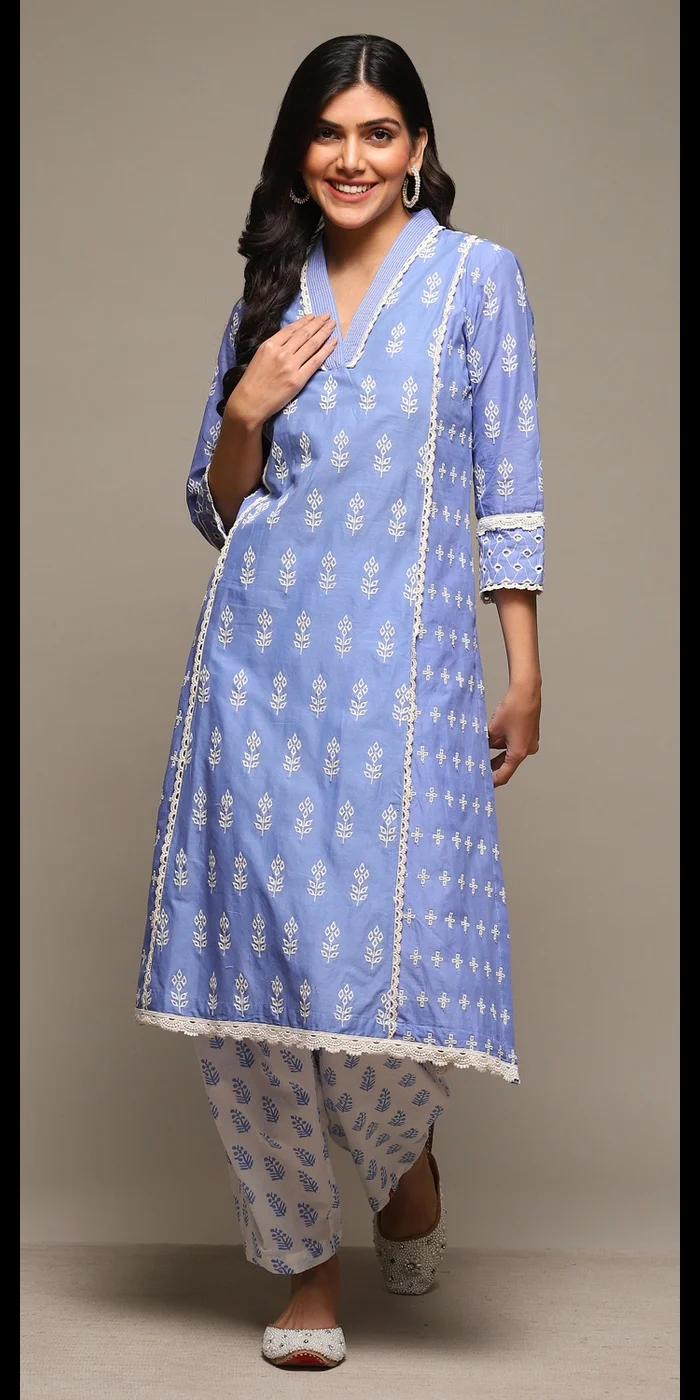 بيبا كورتا قطن بنفسجي مطرز مستقيم