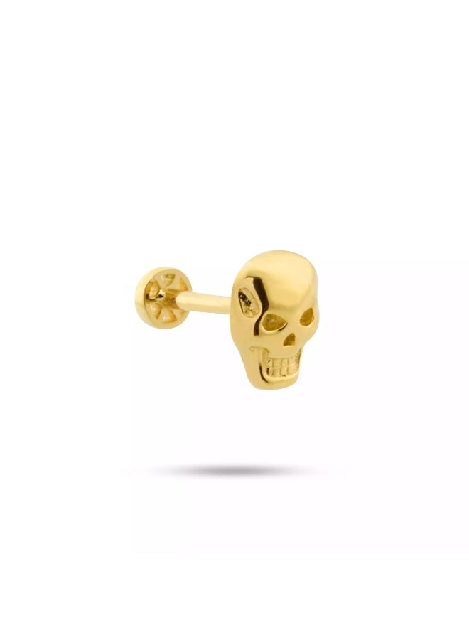 Ruby Art Gold 18K Pure Gold Women Earrings Skeleton Head - 0.63 Gram - Image 1