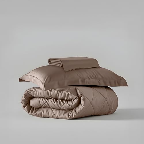 Stoa Paris Satin Comforter Set Single Bed with Satin Bedsheet & Pillow Covers, 300TC Complete Bedding Set, Ideal Gifts for Women, Couples, Bedroom Home Furnishing, Date Night - Champagne - Image 5