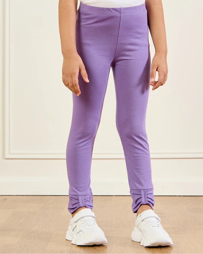 REDTAG Girls Purple Solid Leggings