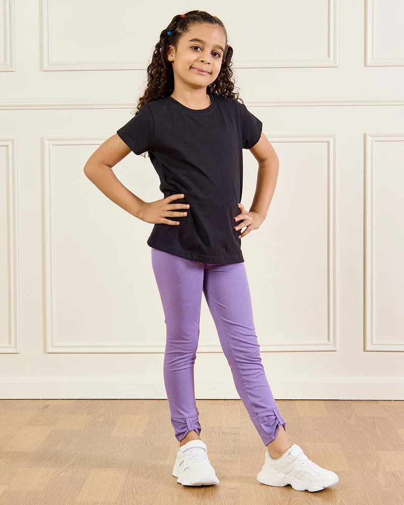 REDTAG Girls Purple Solid Leggings