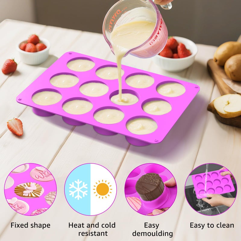 MGWOTH Chocolate Covered Mold Set: 3PCS Silicone Cookie Mold with 50 Clear Treat Boxes, Round Baking Mold for Oreos,Candy, Rice Crispy, Mini Cake, Individually Wrapped Cakesicle Party Favor Packaging - Image 4