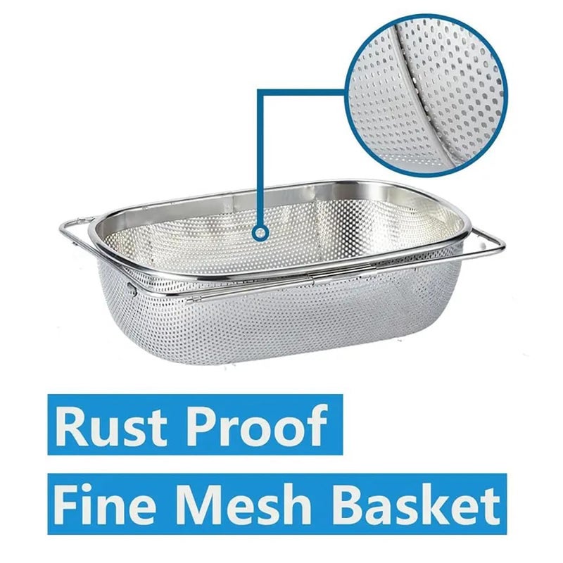 Honbuty Kitchen Stainless Steel Over The Sink Colander for Kitchen Expandable Strainer Basket Colander with Mesh for Kitchen Sink Strain Drain Rinse Fruits Vegetables - Image 3