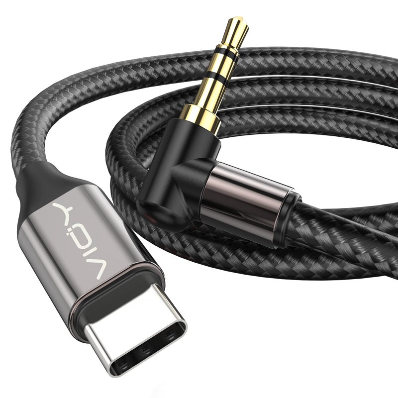 VIOY USB C to Aux 3.3 FT, Type C to 3.5mm Male Aux Cord for Car 90 Degree, USB-C to Headphone Stereo Cable Compatible with iPhone 16/15/Plus/Pro/Pro Max, Galaxy, iPad/Pro/Air - Image 1