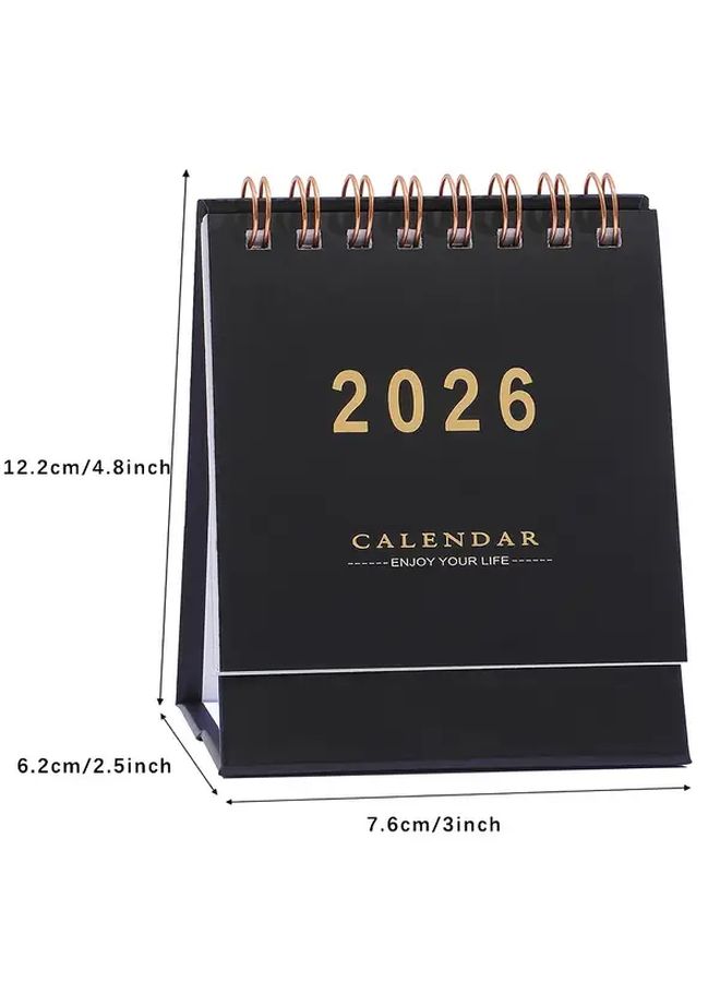 2026 Mini Desk Calendar Black Monthly Weekly Planner Thick 250g Paper - Image 4