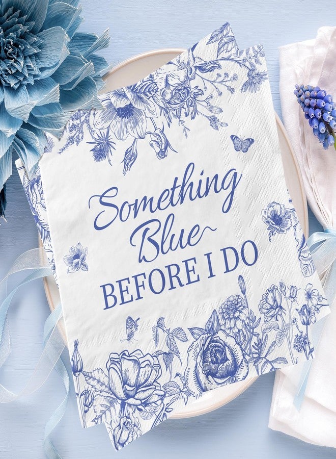 Dydamud Something Blue Before I DoFloral Cocktail Napkins,Disposable Blue & White Floral Napkins - Image 3