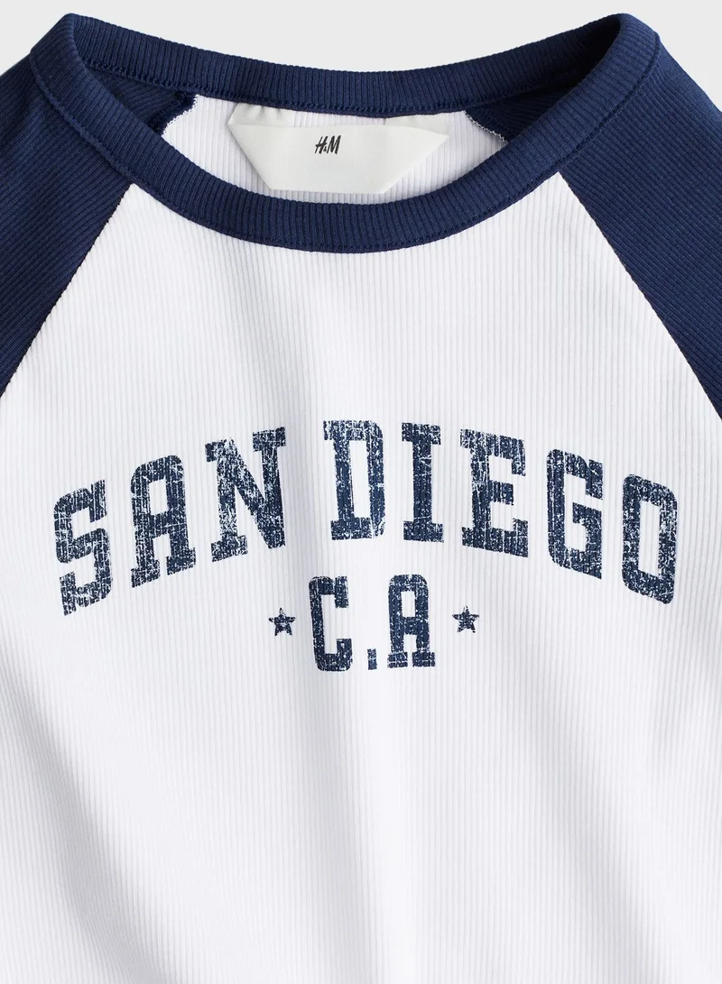 H&M Kids Ribbed Contrast T-Shirt