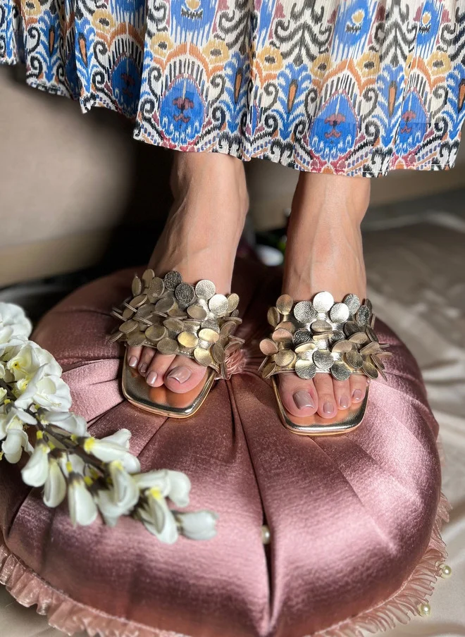 Sandal Stories SANDAL STORIES Embellished PU Party Block Mules