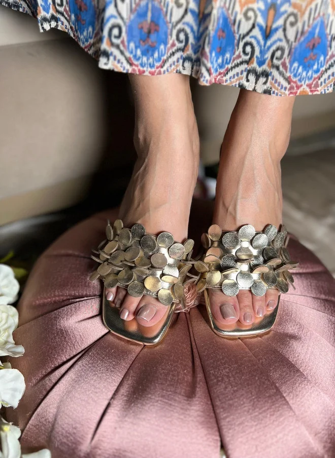 Sandal Stories SANDAL STORIES Embellished PU Party Block Mules
