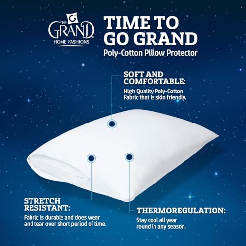 Mastertex The Grand Pillow Covers Standard Size - Poly-Cotton Pillow Protector with Zipper - Moisture Wicking, Advanced Allergy Protection Pillow Protector - Protects Pillow from Dirt and Debris (2 Pack) - Image 2
