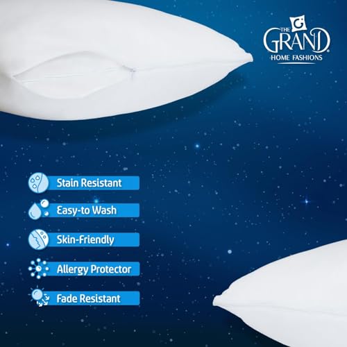 Mastertex The Grand Pillow Covers Standard Size - Poly-Cotton Pillow Protector with Zipper - Moisture Wicking, Advanced Allergy Protection Pillow Protector - Protects Pillow from Dirt and Debris (2 Pack) - Image 3