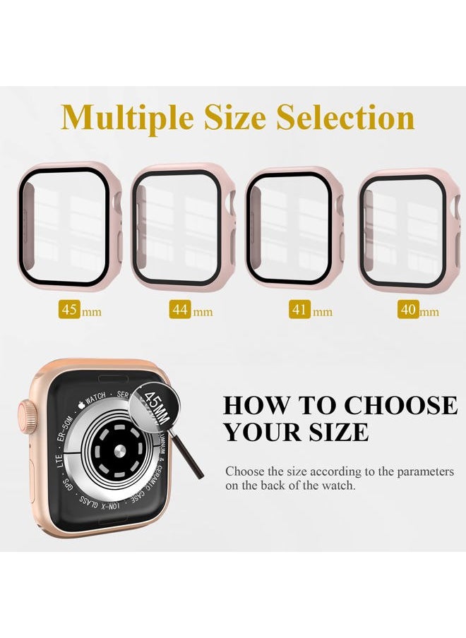 EWUONU - 3 Pack Case Compatible with Apple Watch Series 9/8/7 41mm with Tempered Glass Screen Protector, Hard PC Full Cover Ultra-Thin HD Bumper Protective Cover for iWatch 41mm, Rose Gold/Pink/Clear - Image 1