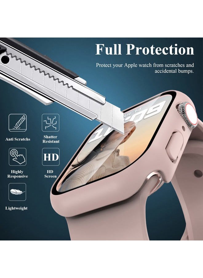EWUONU - 3 Pack Case Compatible with Apple Watch Series 9/8/7 41mm with Tempered Glass Screen Protector, Hard PC Full Cover Ultra-Thin HD Bumper Protective Cover for iWatch 41mm, Rose Gold/Pink/Clear - Image 1