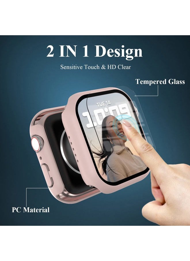 EWUONU - 3 Pack Case Compatible with Apple Watch Series 9/8/7 41mm with Tempered Glass Screen Protector, Hard PC Full Cover Ultra-Thin HD Bumper Protective Cover for iWatch 41mm, Rose Gold/Pink/Clear - Image 1