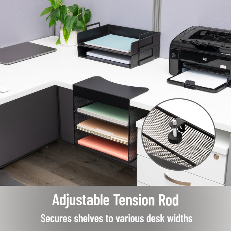 Mind Reader Slide-On Under Desk File Organizer, No Tools Required, Hanging Storage for Laptops, Folders, and Notebooks, Metal, Black - Image 4