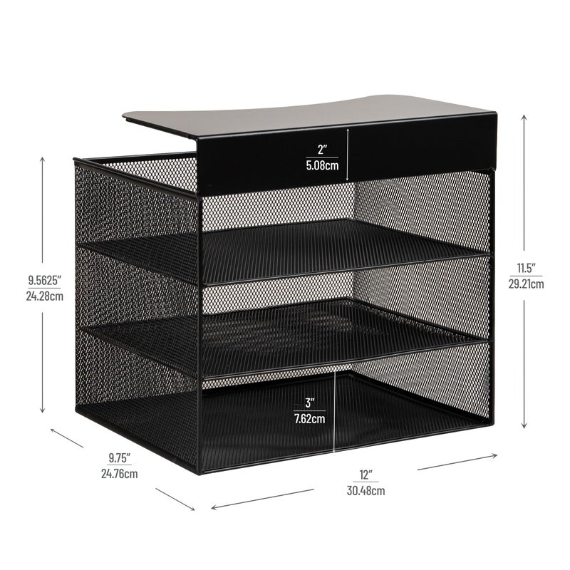 Mind Reader Slide-On Under Desk File Organizer, No Tools Required, Hanging Storage for Laptops, Folders, and Notebooks, Metal, Black - Image 3