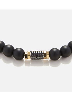 CHRYSOSTOMOS Handmade Beaded Bracelet for Men with Onyx and Double Golden Hematite Rings  - Image 2