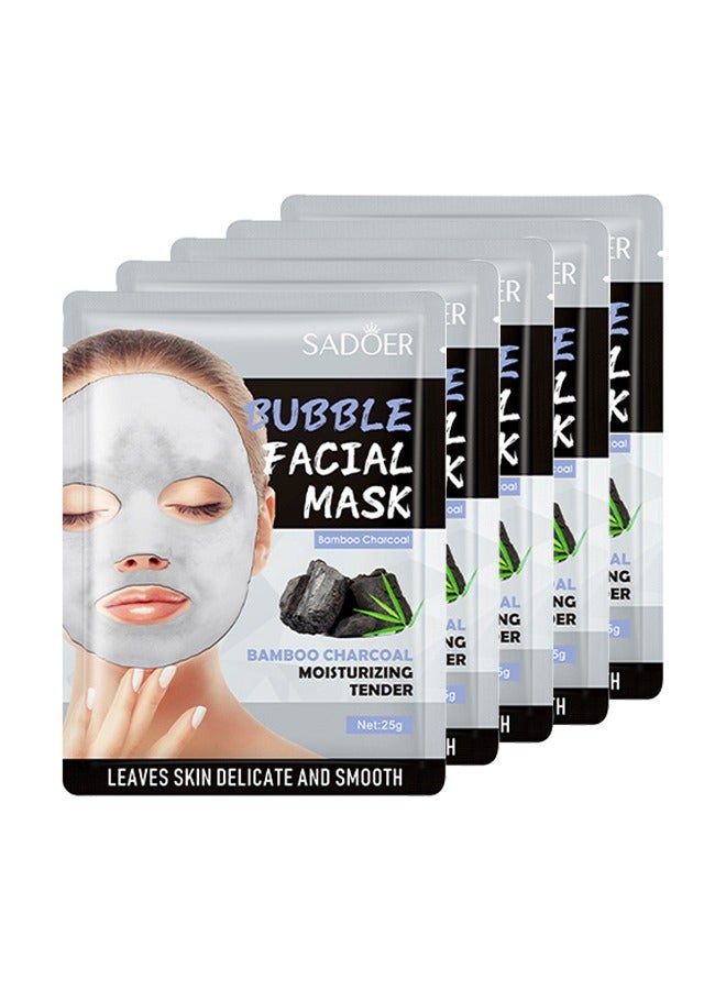 5 Pack Pore Spa Bamboo Charcoal Bubble Face Mask Deep Cleaning Foam Oil Control Exfoliation Anti Acne Facial Skincare - Image 1