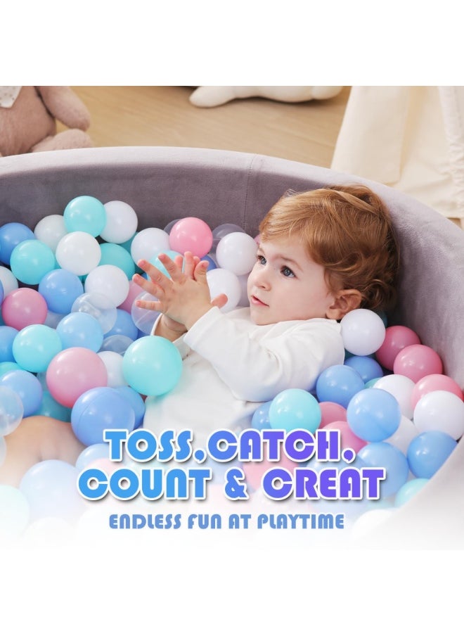 LEFAFA 100-Piece Soft Ocean Pit Toy Balls, Ocean Balls for Kids, 2.2" Crush-Proof Plastic, BPA Free, Non-Toxic, 7 Vibrant Colors, Includes Reusable Mesh Bag  - Image 5