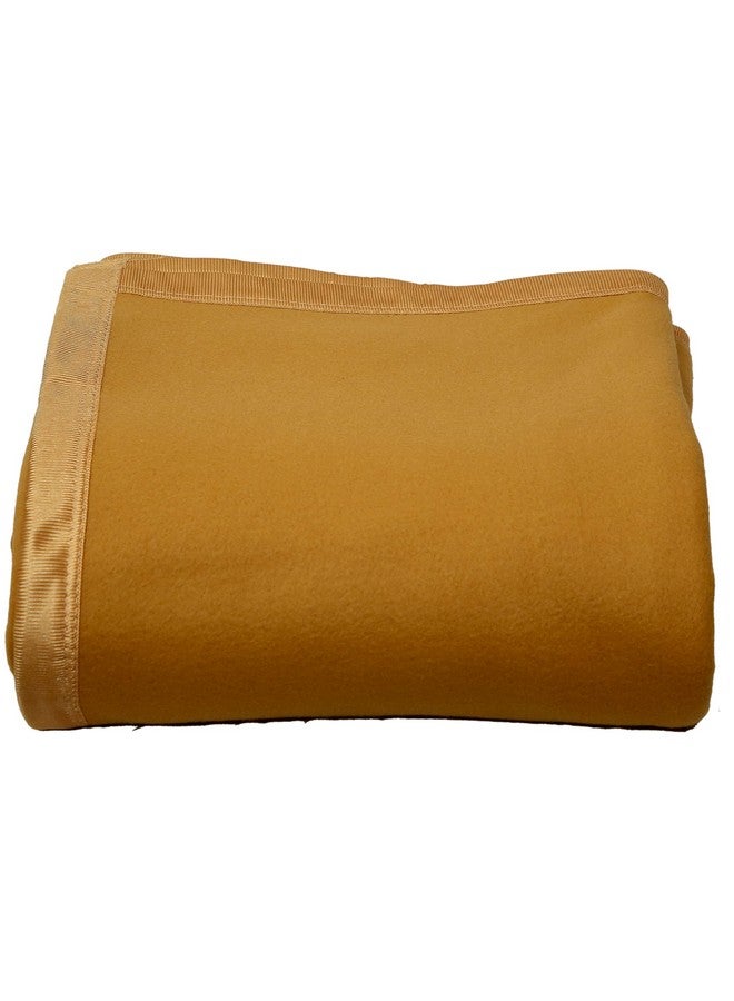 Goyal's Modern Solid/Plain All Season Polar Fleece Double Bed Blanket with Premium Satan Border 500 TC, 90x90 Inches - Camel - Image 5