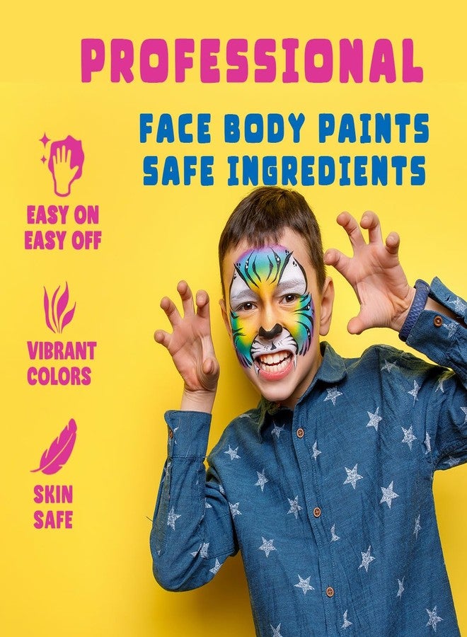 Bowitzki 10g Split Cake Face Paint Professional For Kids Adults One Stroke Split Cake Non Toxic Rainbow Flora Dolphin Unicorn Flame Body Paint Makeup (Red&White&Blue) - Image 4