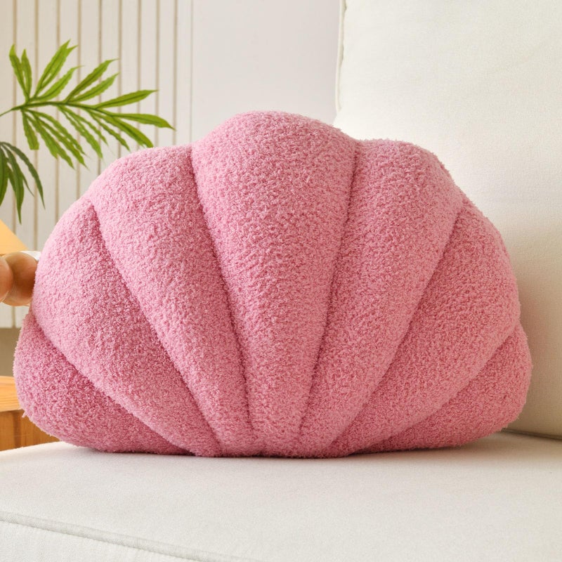 Lfsaaj Seashell Throw Pillows Shell Shaped Throw Pillows Soft Home Decorative Pillow Plush Cushion for Bed Couch Living Sofa Room Decor Accent Throw Pillow 13x10 Inch Dusty Pink - Image 2