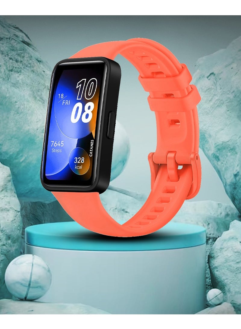 CATANES Huawei Band 8 and Band 9 Watch Band for Men Women Sport Watch Strap Lightweight Silicone Replacement Band Orange - Image 3
