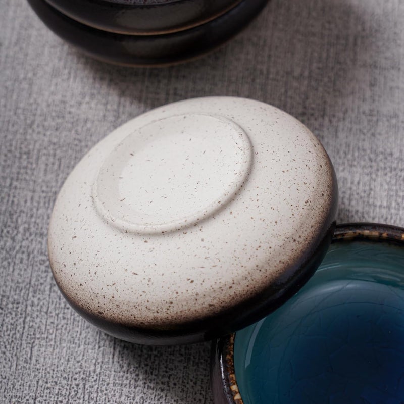 Uaral Uaral Soy Sauce Dishes Sushi Dipping Bowl Pinch Bowl Stoneware Blue Small Serving Dish Set 335 Inch45 ozIce Crack Blue - Image 4