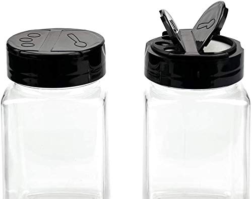 Vasukie Salt & Pepper Square Glass Spice Jar with Black Sifter Two Sided Sifter Cap,Masala jar Spice Container (Each Bottle 120ml) (8 Piece) - Image 3
