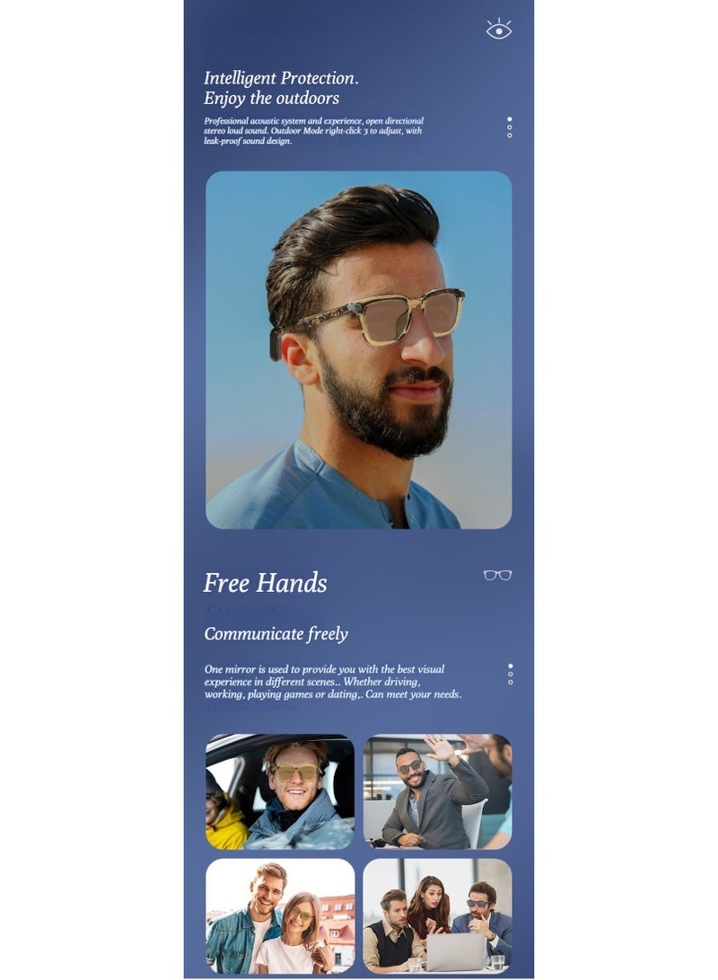 نظارات الذكاء الاصطناعي الذكية، نظارات البلوتوث الصوتية، نظارات الذكاء الاصطناعي، الترجمة في الوقت الحقيقي، نظارات قصر النظر، الاستماع إلى الكتب، المكالمات الصوتية - Image 3