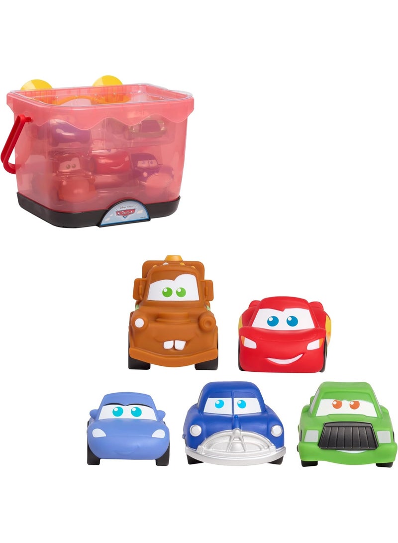 ديزني طقم حوض استحمام Disney Pixar Cars من Just Play مكون من 6 قطع، 5 ألعاب استحمام مع سلة تخزين، لايتنينغ ماكوين وماتر والأصدقاء، 3 سنوات فأكثر - Image 1