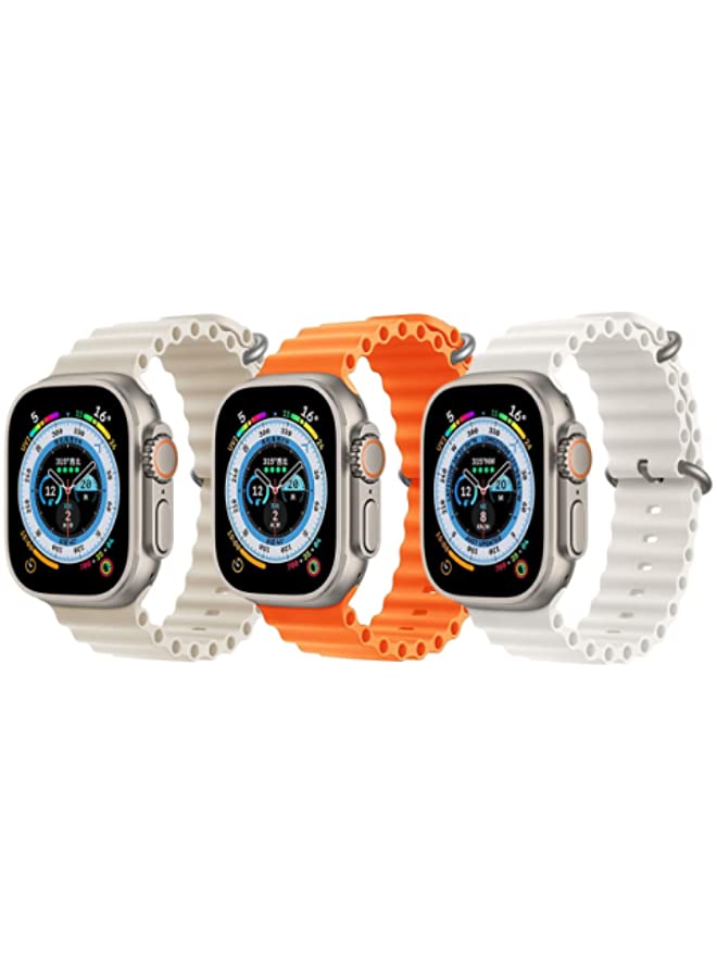 IAF Silicone Ocean Band Strap for Apple Watch 38/40/41mm Pearl White/Orange/Snow White Set of 3