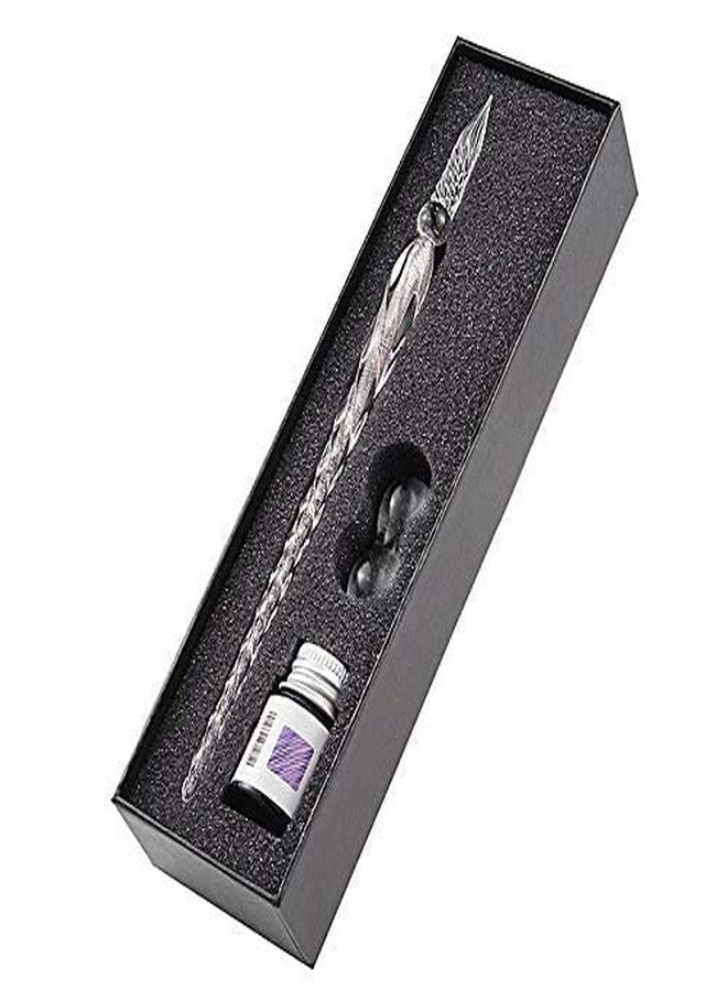 53 Arts Glass Dipping Bottled Ink Pen Set Vintage Elegant Crystal Glass Signature Pen, Random Color with ink bottle - Image 1