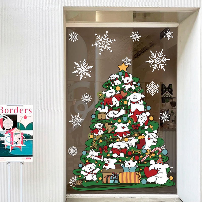 2026 New Year And Christmas Decoration Scene Layout Window Stickers Cartoon Christmas Tree Electrostatic Stickers Window Glass Door Stickers - Image 5