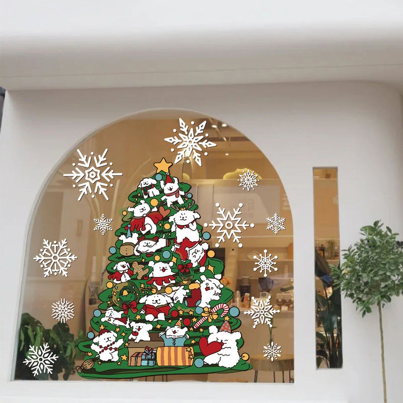 2026 New Year And Christmas Decoration Scene Layout Window Stickers Cartoon Christmas Tree Electrostatic Stickers Window Glass Door Stickers - Image 3