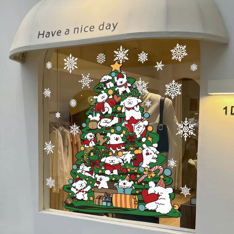 2026 New Year And Christmas Decoration Scene Layout Window Stickers Cartoon Christmas Tree Electrostatic Stickers Window Glass Door Stickers - Image 4