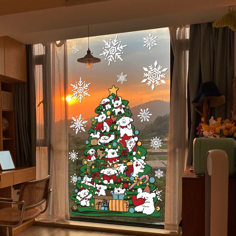 2026 New Year And Christmas Decoration Scene Layout Window Stickers Cartoon Christmas Tree Electrostatic Stickers Window Glass Door Stickers - Image 2
