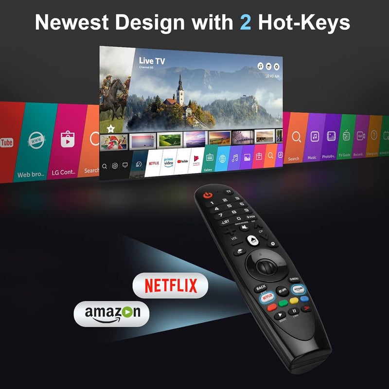 EWO'S جهاز تحكم عن بعد عالمي من EWO لتلفزيونات LG الذكية بديل جهاز التحكم السحري، مع أزرار لـ Netflix Prime Video [بدون وظيفة الصوت والمؤشر] - Image 3