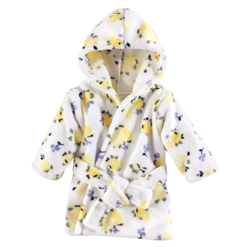 Luvable Friends Unisex Baby Plush Bathrobe Yellow Floral 09M