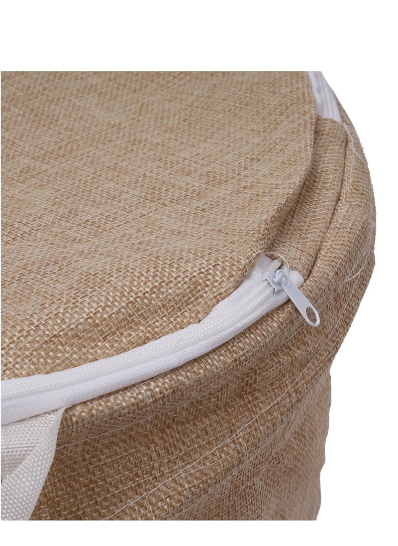 Plan A - 45L Round Fabric Laundry Hamper, Foldable Waterproof Storage Basket with Rustproof Plastic Zipper Lid, Ideal for Clothes, Toys, Space Organization (Blue) - Image 1
