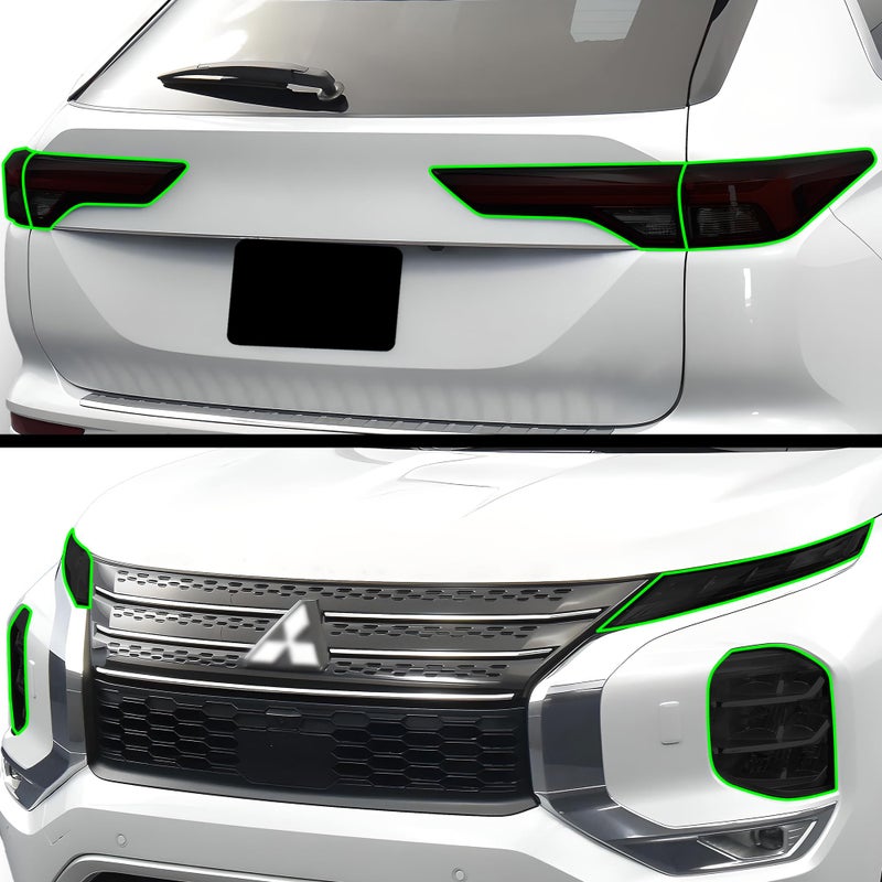 BOGAR TECH DESIGNS Full Headlight Taillight Tint Kit Compatible with Mitsubishi Outlander 20222025 Dark Smoke
