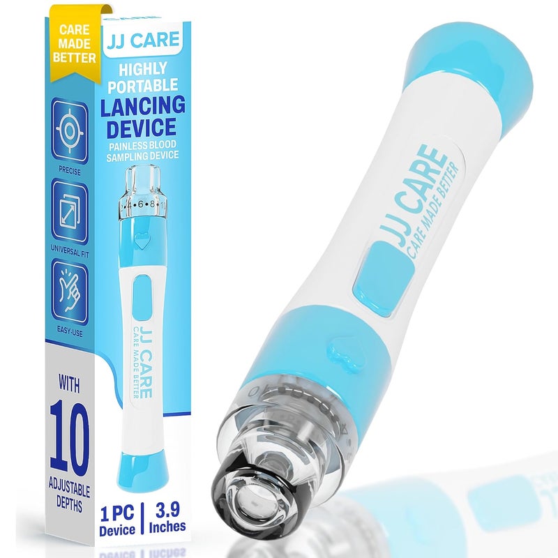 JJ CARE جهاز ثقب JJ CARE مع 10 إعدادات عمق قابلة للتعديل لجهاز ثقب اختبار السكري مع زر طرد جهاز ثقب السكري لتقليل الألم أثناء اختبار سكر الدم - Image 1