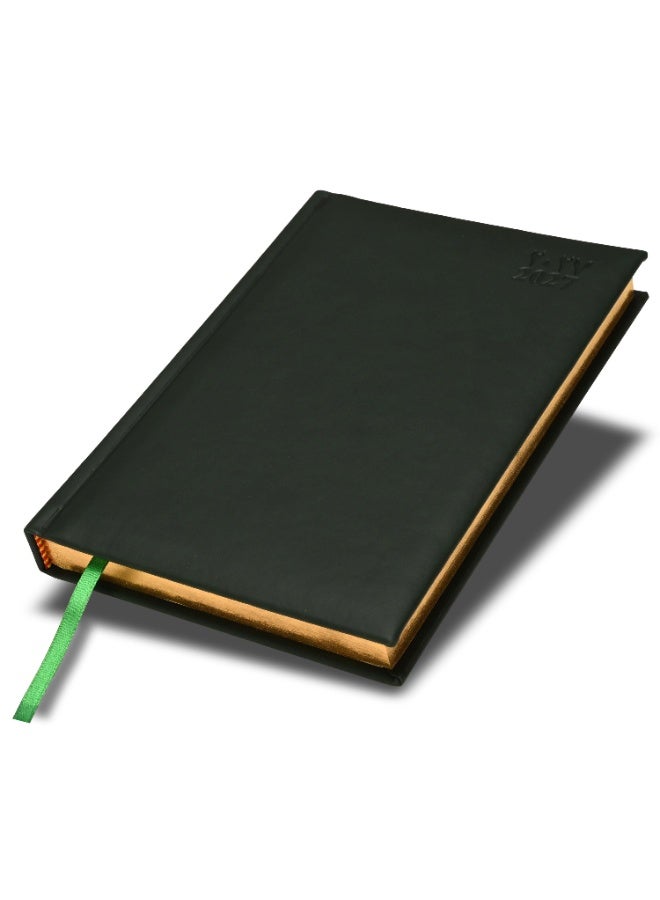 FIS 2027 Golden A5 Diary, 148x210mm, 1 Side Padded Italian PU Cover Materials, Gold Gilded Edges, 1 Day a Page Format, Arabic/English, 70gsm Italian Ivory Paper, Green Cover-FSDI20AEG27GR - Image 1