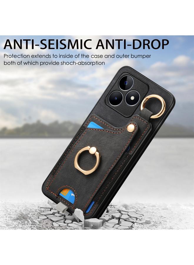 S-TOP Case For Realme 9 Pro+ Retro Skin-feel Ring Card Bag Phone Case with Hang Loop - Image 4